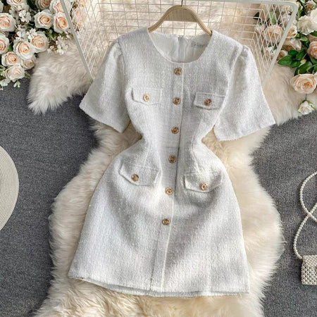Beige - Fedora Tweed Dress