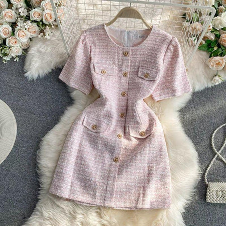 Pink - Fedora Tweed Dress