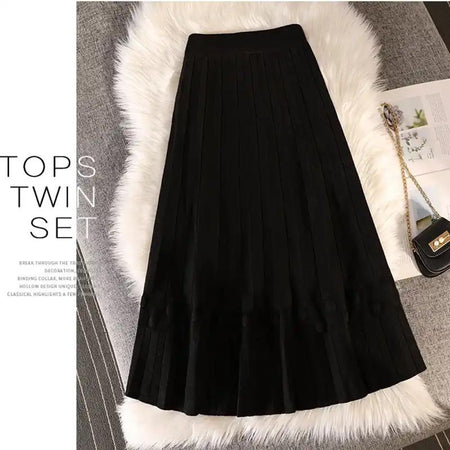 Black - Marko Statement Woolen Skirt