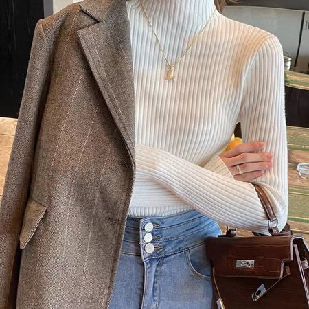 White - Champel Statement  Turtleneck Sweater
