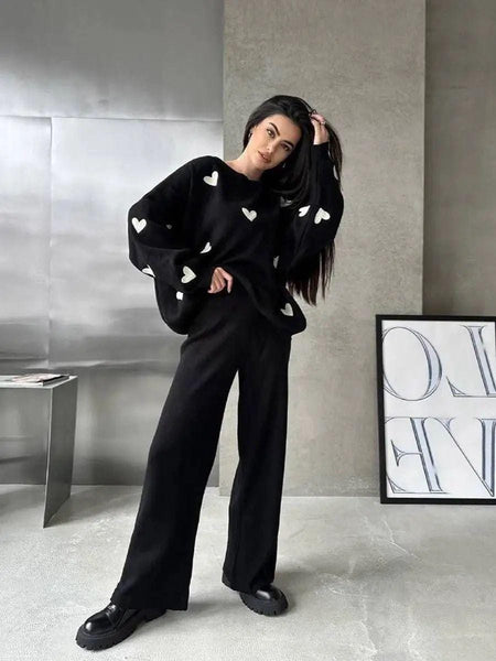 Black - Cordian Heart Luxe Winter Coord Set