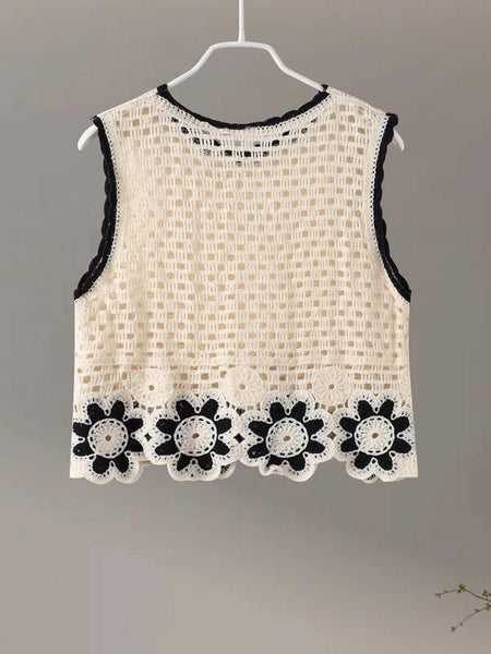 Hanako Crochet Coord Set -Resortwear In Beige