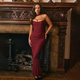 Alara Summer 2 Pcs Set - Set of Top And Skirt With Scarf In Maroon