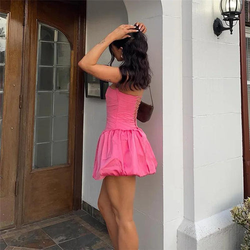 Samantha Halterneck Balloon Dress In Pink