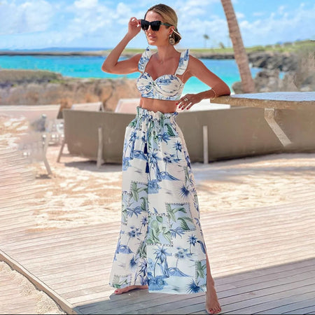 Bianca Swimwear Bikini With Pants Cover Up In Blue