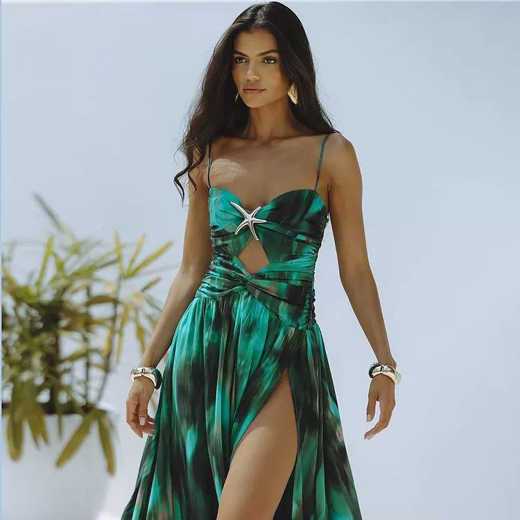 Aspen Swimsuit With Sarong Skirt In Dark Green