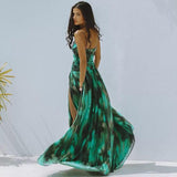 Aspen Swimsuit With Sarong Skirt In Dark Green
