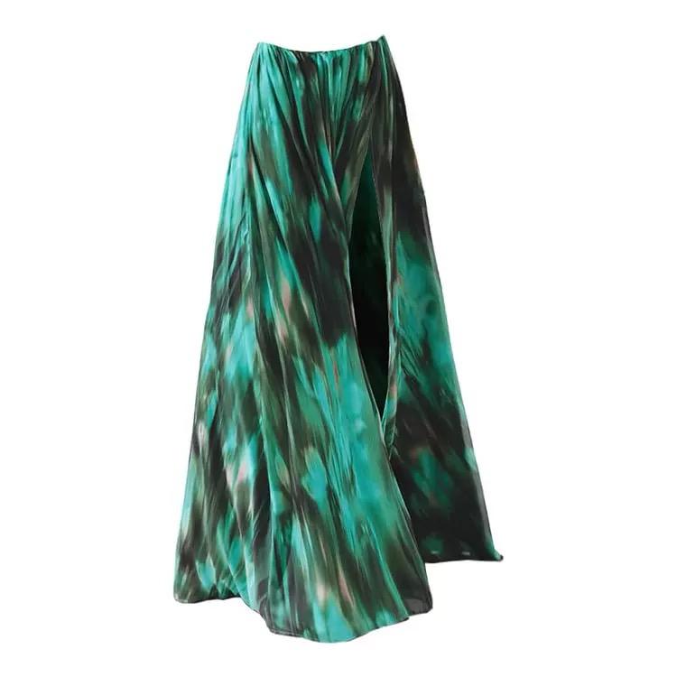 Aspen Swimsuit With Sarong Skirt In Dark Green