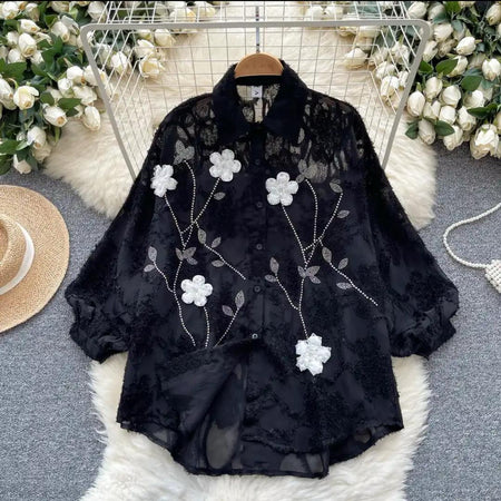 Black - Levi Oversized Rhinestone Shirt