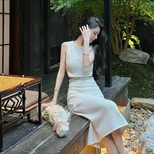 Jayleen Soft Knit Coord Set In White