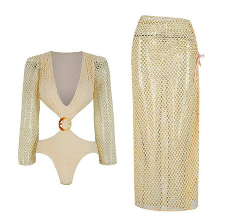 Sena Swimsuit With Skirt In Beige