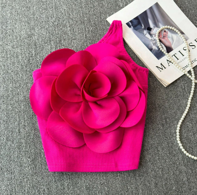 Saly Rosette Oneshoulder Top