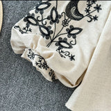 Teo  Embroidered Summer Top In Beige