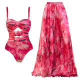 Kiara 3d Floral Swimsuit With Skirt