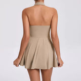 Rebbi Tenniscore Statement Dress With Attached Short In Brown