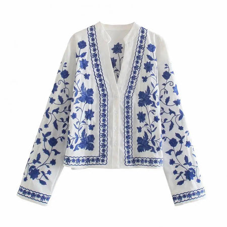 Marlin Embroidered Summer Top In White