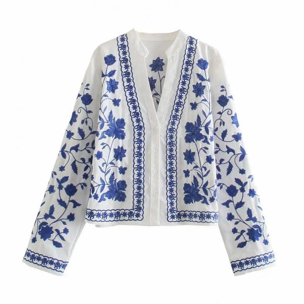 Marlin Embroidered Summer Top In White