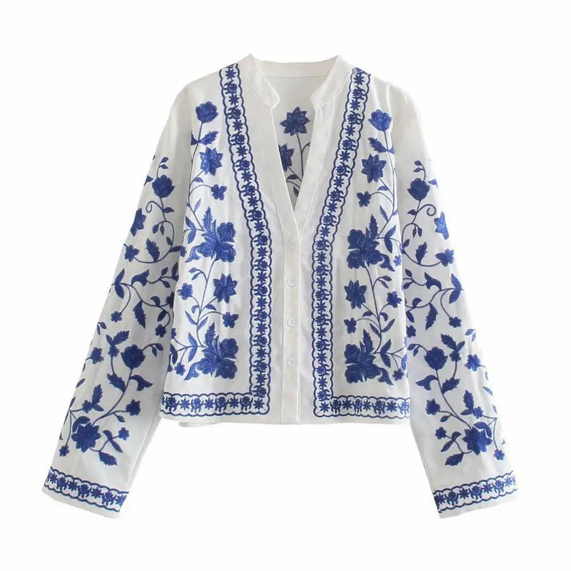 Marlin Embroidered Summer Top In White