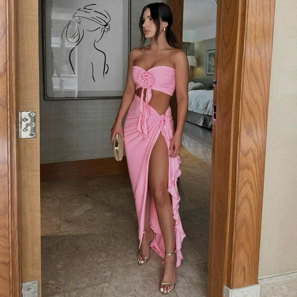 Mayne Summer Holiday Coord Set -Resortwear In Pink