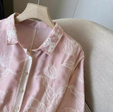 Deli Premium Embroidered Cotton Shirts In Pink