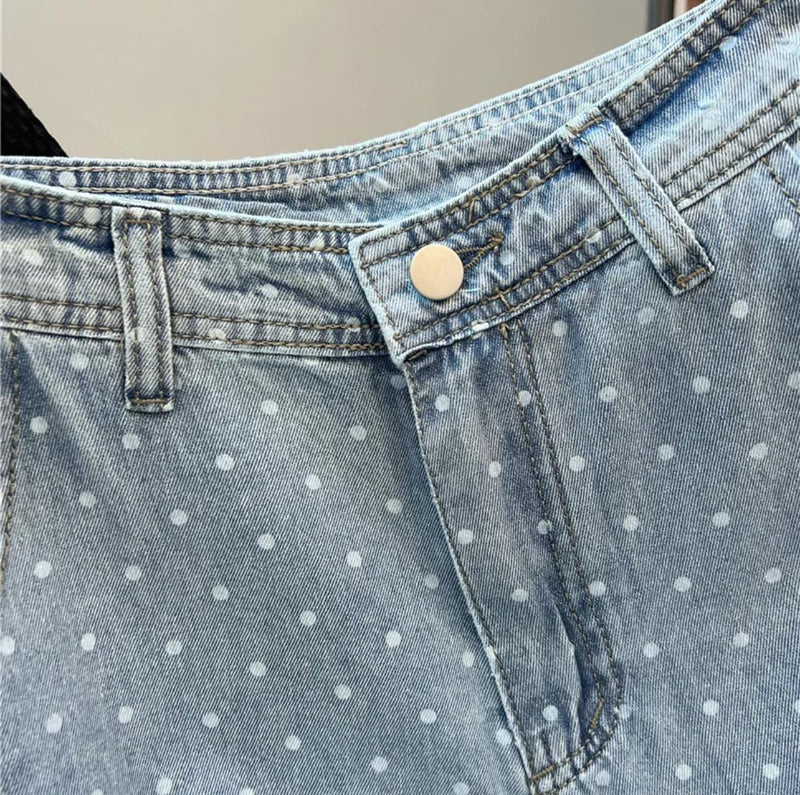 Rumi Statement Denim Jeans In Light Blue