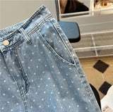 Rumi Statement Denim Jeans In Light Blue