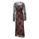 Oree Statement Bodycon Lace Dress In Black
