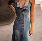 Marco Statement Denim Dress In Blue
