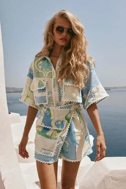 Trixie Printed Summer Coord In Blue