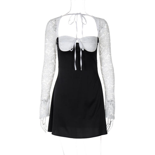 Serbia Lace Mini Dress In Black