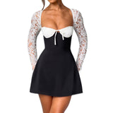 Serbia Lace Mini Dress In Black