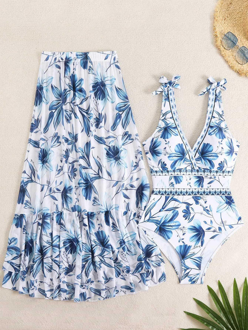 Garry Swimsuit With Skirt In Blue