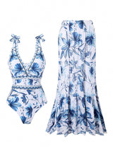 Garry Swimsuit With Skirt In Blue
