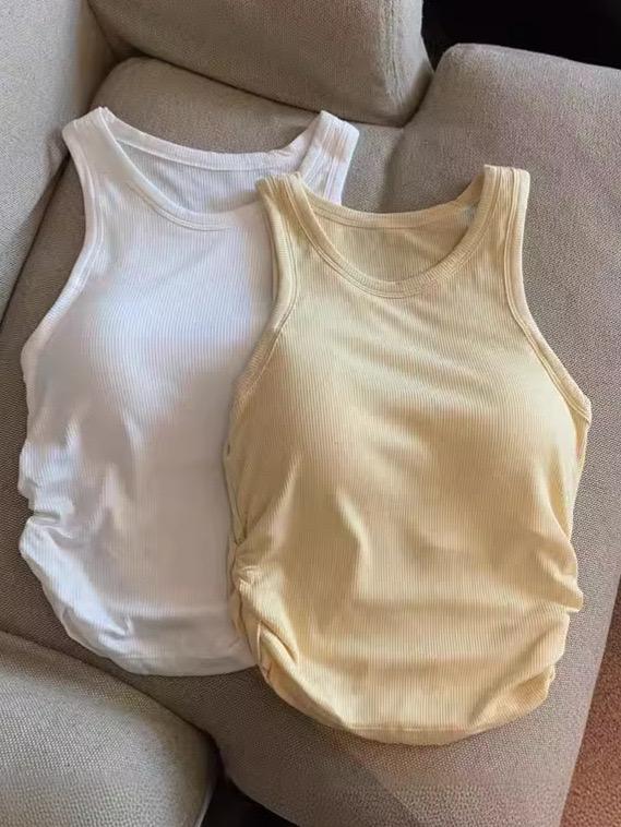 Amana Tank Tops With Inbuilt Bra In White