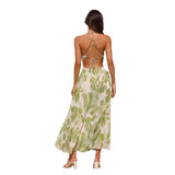 Arabella Floral Summer Maxi Dress In Olive