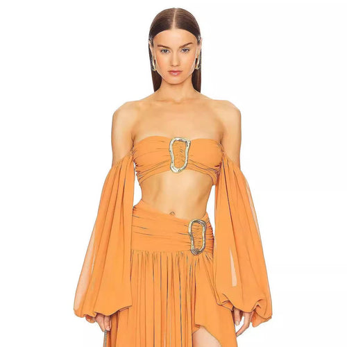 Rica Summer Holiday Coord Set In Orange