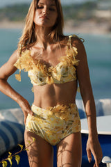 Gerbera Swimsuit with Ruffled Skirt In Yellow