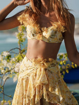 Gerbera Swimsuit with Ruffled Skirt In Yellow
