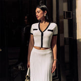 Soria Luxe Soft Knit Coord Set- Set Of Skirt And Top In Off White