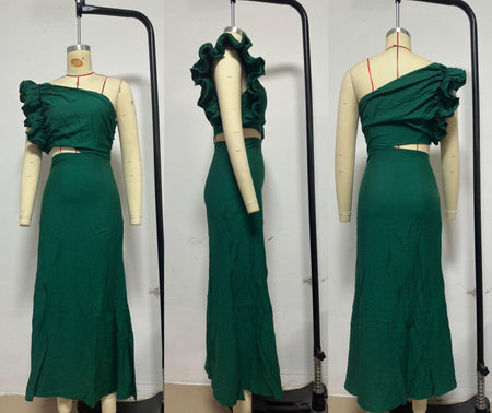 Amee Statement Oneshoulder Dress In Green