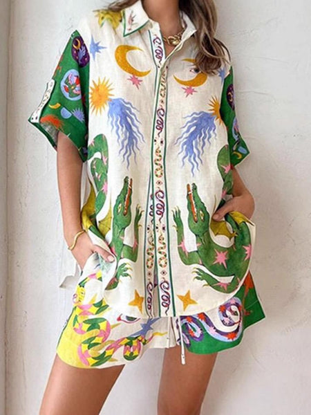 Danny Printed Summer Coord In Multicolor