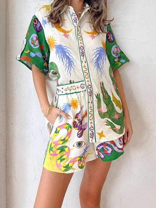 Danny Printed Summer Coord In Multicolor