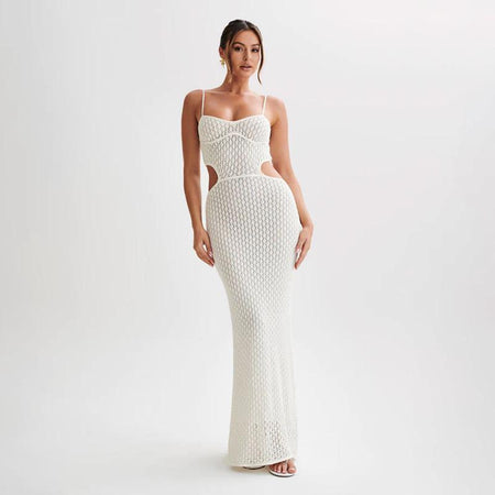 Livia Soft Knit Crochet Dress-Resortwear In Off White