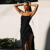 Cresee Ruffled Maxi Dress In Black