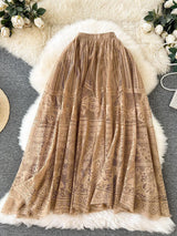 Maribel Statement Lace Skirt In Brown