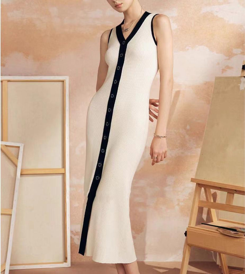 Emy Luxe Soft Knit Dress in White