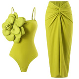 Kelly Rosette Swimsuit With Skirt In Neon