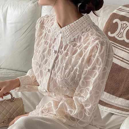 Irina Embroidered Formal Shirt In Off-White