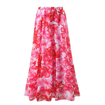 Rosita Floral Swimsuit With Skirt In Pink