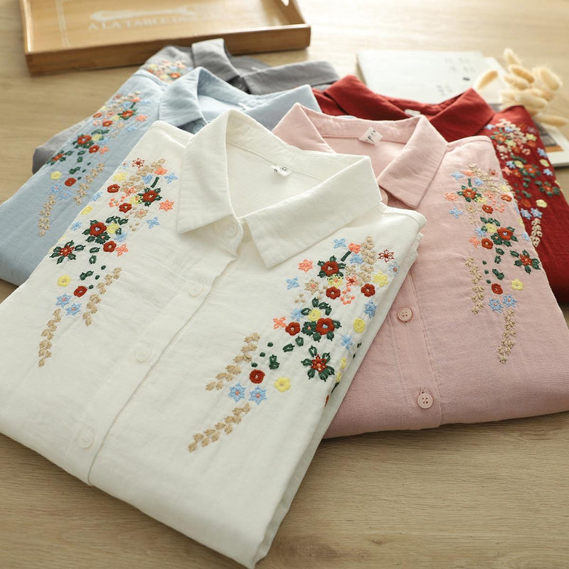 Faina Statement Cotton Shirt In White